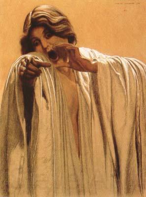 Carlos Schwabe Study for The Wave,feminine figure,back right Mixed media on board (mk19) Spain oil painting art